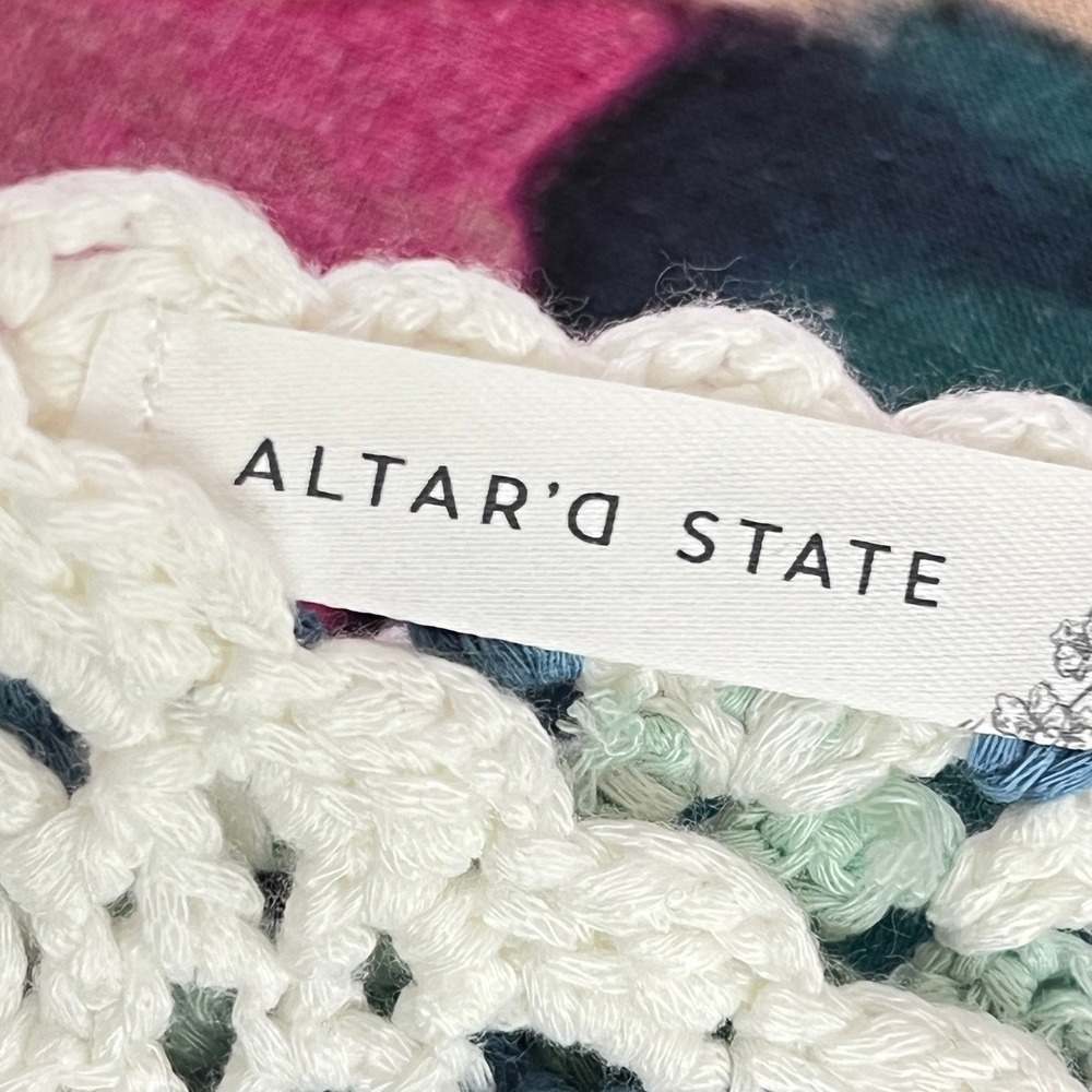 Crochet Crop Tank Top Sz S Women Altar'd State Boho‎ Granny Pastel White - Picture 6 of 9